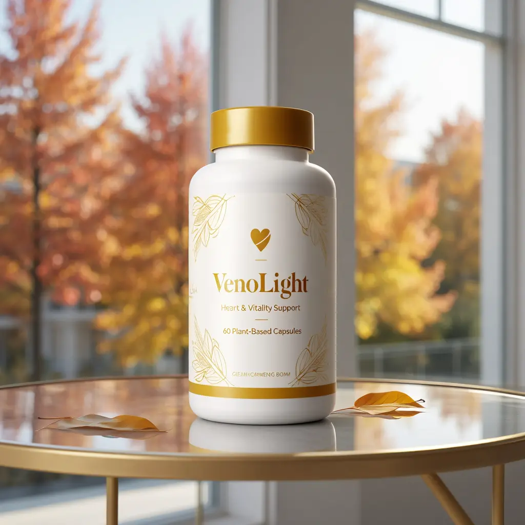VenoLight supplement bottle with plant-based capsules for heart and vitality support